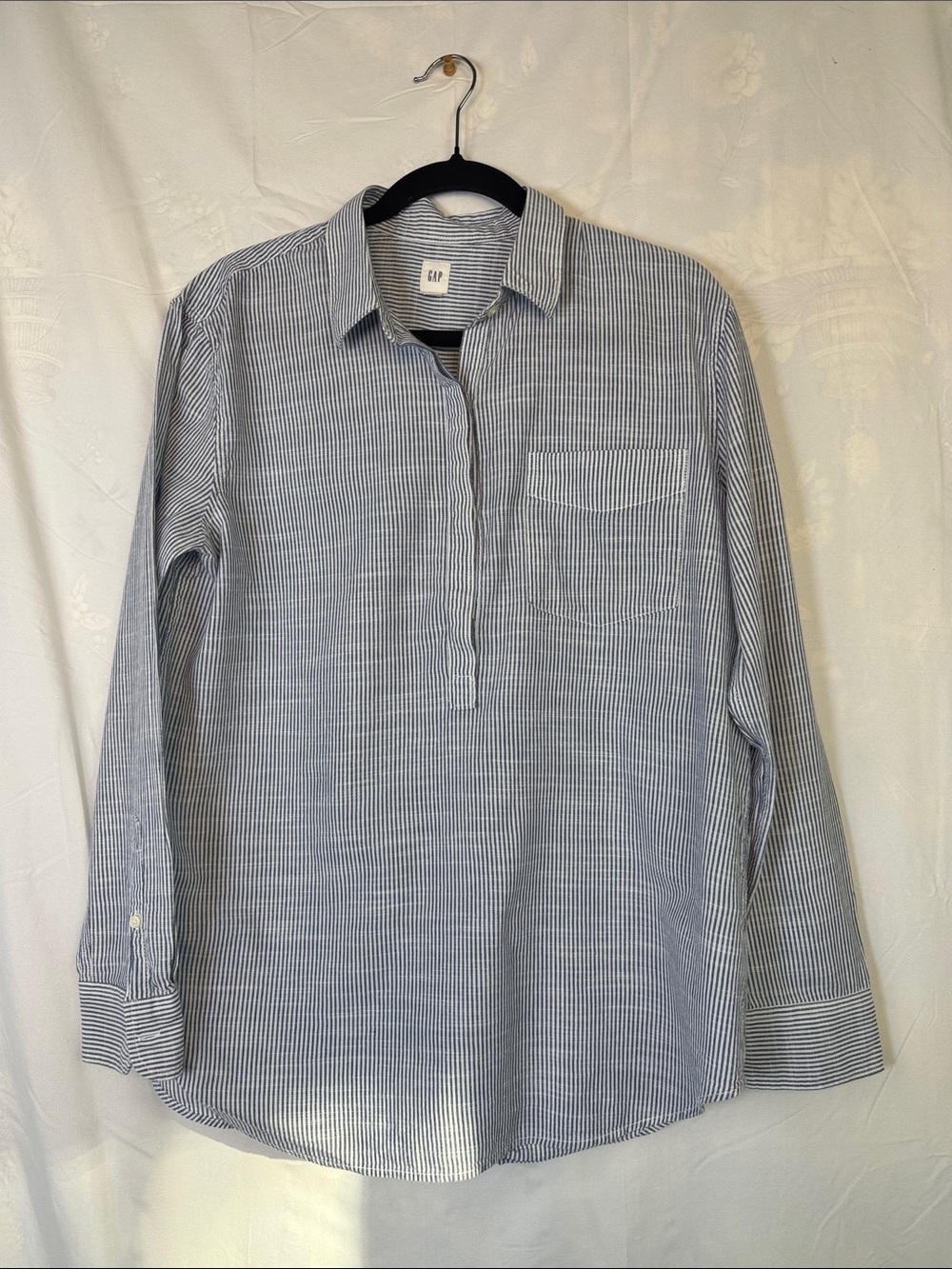 GAP Women's Blue and White Striped Tunic Top 100% Cotton